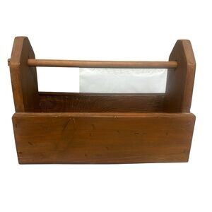 Vintage Heavy Wood Toolbox Organizer Caddy